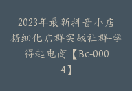 2023年最新抖音小店精细化店群实战社群-学得起电商【Bc-0004】-副业圈