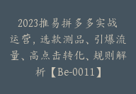 2023推易拼多多实战运营，选款测品、引爆流量、高点击转化、规则解析【Be-0011】-副业圈