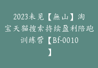 2023未见【無山】淘宝天猫搜索持续盈利陪跑训练营【Bf-0010】-副业圈