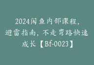 2024闲鱼内部课程，避雷指南，不走弯路快速成长【Bf-0023】-副业圈