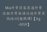 Mia外贸获客渠道外贸流程外贸英语治谈外贸实战培训(视频课)【Ag-0059】-副业圈