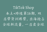 TikTok Shop本土+跨境第16期，双店带货训练营，出海抢占全球新流量，一店卖全球【Ad-0013】-副业圈