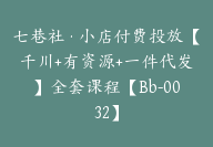 七巷社·小店付费投放【千川+有资源+一件代发】全套课程【Bb-0032】-副业圈