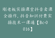 刚老板实操课堂抖音卖课全操作，抖音知识付费实操技术一课通【Bc-0016】-副业圈