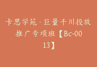 卡思学苑·巨量千川投放推广专项班【Bc-0013】-副业圈