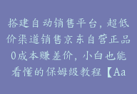 搭建自动销售平台，超低价渠道销售京东自营正品0成本赚差价，小白也能看懂的保姆级教程【Aa-0020】-副业圈