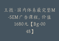 王微·国内体系最完整M-SEM广告课程，价值1680元【Bg-0048】-副业圈