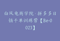 白凤电商学院·拼多多日销千单训练营【Be-0023】-副业圈