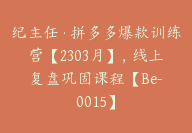 纪主任·拼多多爆款训练营【2303月】，线上​复盘巩固课程【Be-0015】-副业圈