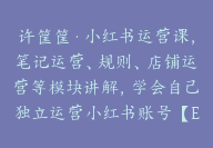 许筐筐·小红书运营课，笔记运营、规则、店铺运营等模块讲解，学会自己独立运营小红书账号【E-00013】-副业圈