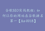 谷歌SEO实战教程：如何让你的网站在谷歌排名第一【Aa-0018】-副业圈