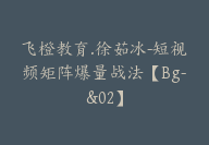 飞橙教育.徐茹冰-短视频矩阵爆量战法【Bg-&02】-副业圈