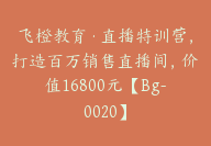 飞橙教育·直播特训营，打造百万销售直播间，价值16800元【Bg-0020】-副业圈