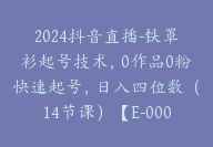 2024抖音直播-铁罩衫起号技术，0作品0粉快速起号，日入四位数（14节课）【E-00046】-副业圈