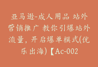 亚马逊-成人用品 站外营销推广 教你引爆站外流量，开启爆单模式(优乐出海)【Ac-0021】-副业圈