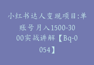 小红书达人变现项目:单账号月入1500-3000实战讲解【Bq-0054】-副业圈