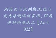 跨境选品培训班:从选品到底层逻辑到实战，深度讲解跨境选品【Ac-0022】-副业圈