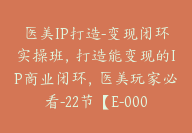 医美IP打造-变现闭环实操班，打造能变现的IP商业闭环，医美玩家必看-22节【E-00056】-副业圈