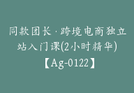 同款团长·跨境电商独立站入门课(2小时精华)【Ag-0122】-副业圈