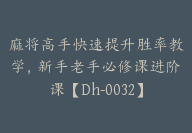 麻将高手快速提升胜率教学，新手老手必修课进阶课【Dh-0032】-副业圈