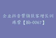 企业抖音营销获客增长训练营【Bb-0067】-副业圈