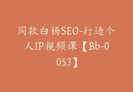 同款白杨SEO-打造个人IP视频课【Bb-0053】-副业圈