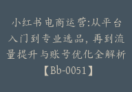 小红书电商运营:从平台入门到专业选品，再到流量提升与账号优化全解析【Bb-0051】-副业圈