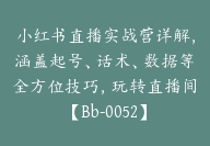 小红书直播实战营详解，涵盖起号、话术、数据等全方位技巧，玩转直播间【Bb-0052】-副业圈