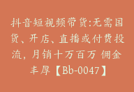 抖音短视频带货:无需国货、开店、直播或付费投流，月销十万百万 佣金丰厚【Bb-0047】-副业圈