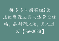 拼多多电商实操2.0:虚拟资源选品与运营全攻略，高利润玩法，月入过万【Be-0028】-副业圈