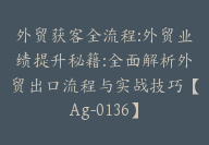 外贸获客全流程:外贸业绩提升秘籍:全面解析外贸出口流程与实战技巧【Ag-0136】-副业圈