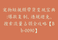 宠物短视频带货变现宝典:爆款复制、违规避免、搜索流量占领全攻略【Bb-0090】-副业圈