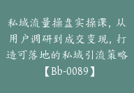 私域流量操盘实操课，从用户调研到成交变现，打造可落地的私域引流策略【Bb-0089】-副业圈